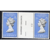 Guernsey Sc  163 1978 25th Anniversary Coronation gutter pair  stamp mint NH