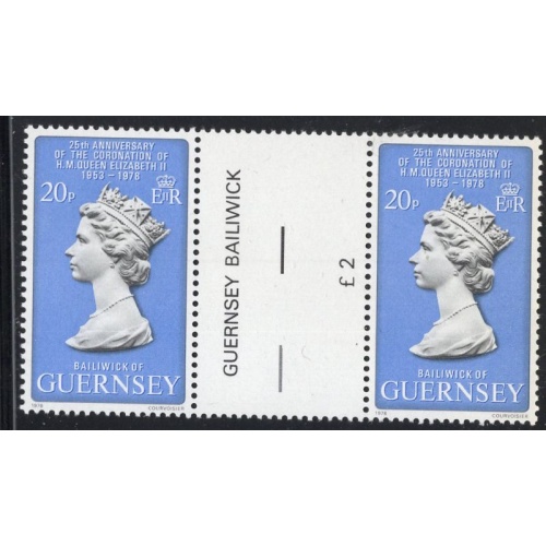 Guernsey Sc  163 1978 25th Anniversary Coronation gutter pair  stamp mint NH