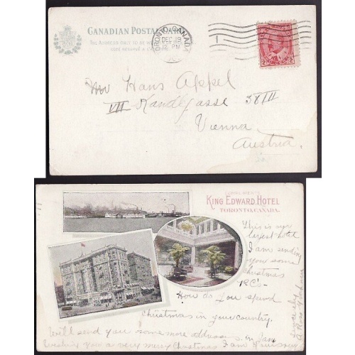 Canada-cover #10178-2c Edward-p/c-Austria-York Cnty-Toronto,Ont-Dec 19 1905