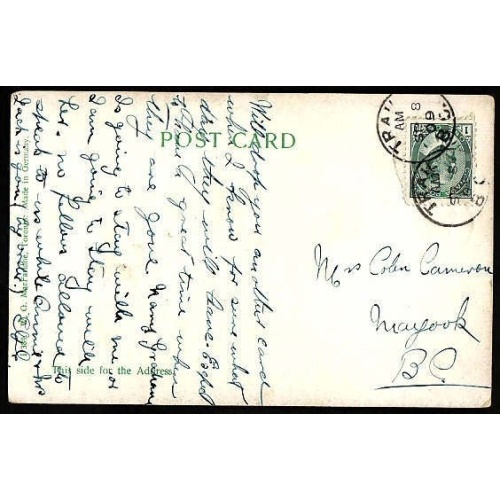 Canada-cover #10215 - 1c Edward on post card - Trail , BC cds - Sp 8 1909