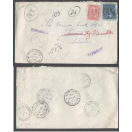 Canada-cover #5951-2c+5c regd-Lambton Cty-Brigden,Ont-Forwarded,Examined