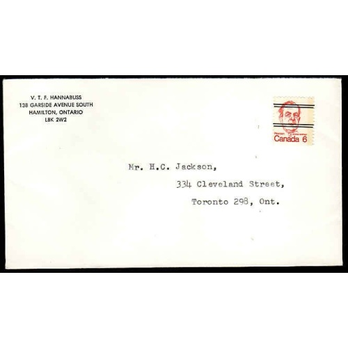 Canada-cover #12881-6c Pearson precancel-6c domestic printed matter rate -