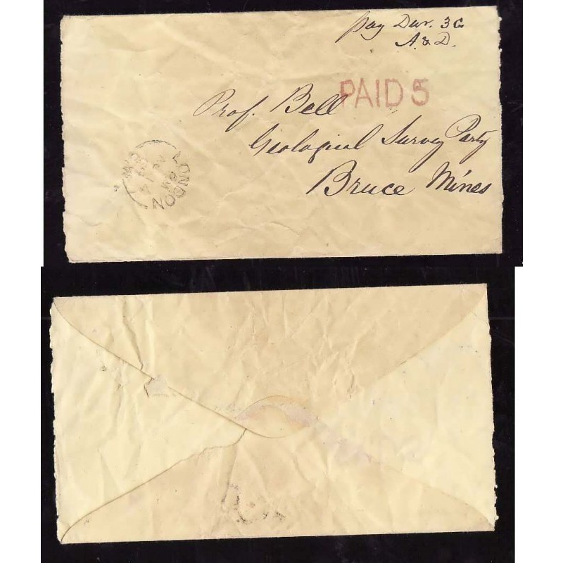 Canada-cover #14366-Stampless-London,CW Au 14 1868-H/S Paid 5[red]-