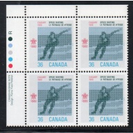 Canada Sc 1130 1987 36c Calgary Olympics stamp UL Inscription Bl of 4 mint NH