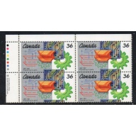 Canada Sc 1134 1987 36c Engineering stamp UL Inscription Bl of 4 mint NH