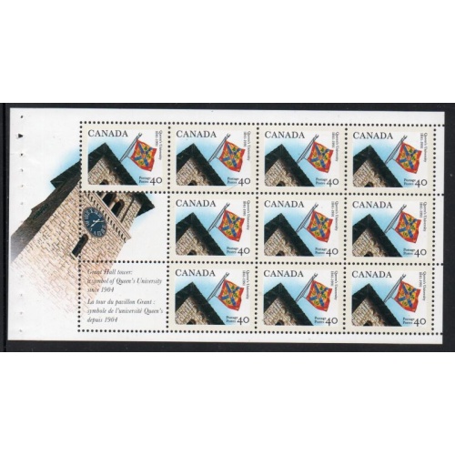 Canada Sc1338a 1991 40c Queens University stamp booklet pane  mint NH