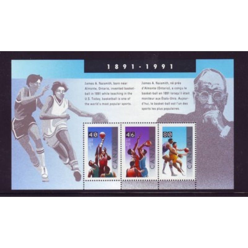 Canada Sc 1344 1991 Basketball stamp sheet mint NH