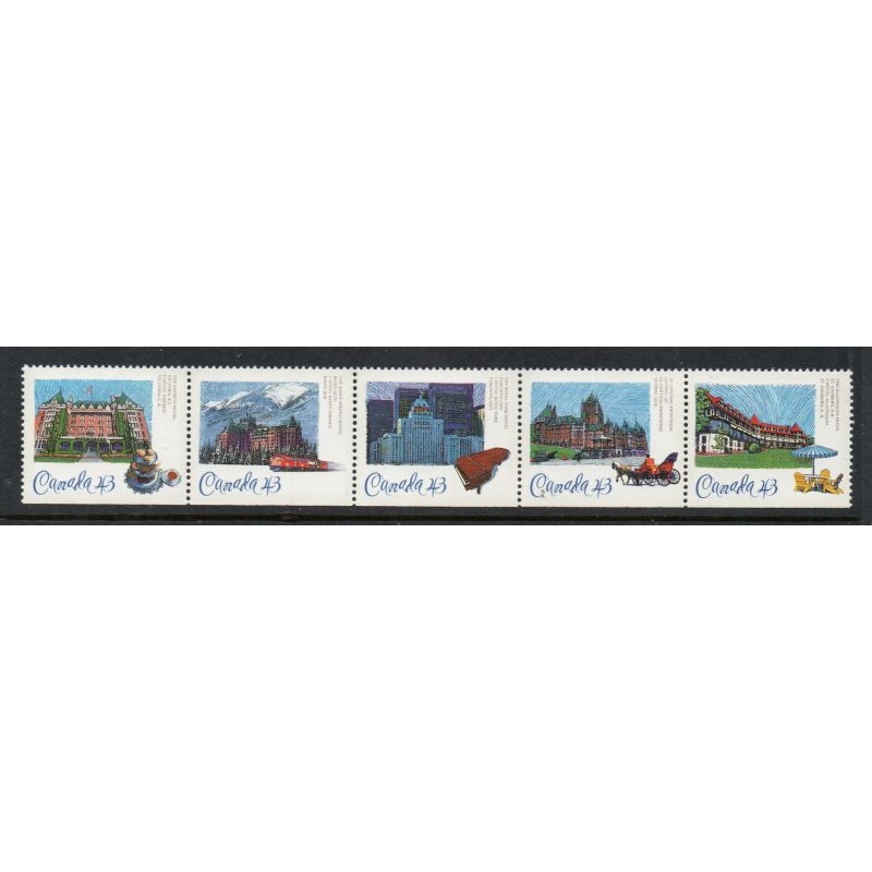 Canada Sc 1471a 1993 CPR Hotels stamp strip of 5 mint NH