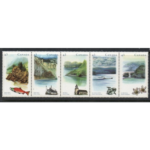 Canada Sc 1489a 1993 Canadian Rivers stamp strip of 5 mint NH