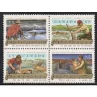 Canada Sc 1494a 1993 Canadian Folklore stamp block of 4 mint NH
