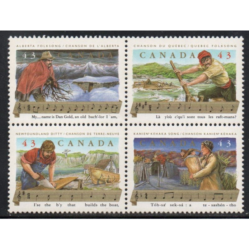 Canada Sc 1494a 1993 Canadian Folklore stamp block of 4 mint NH