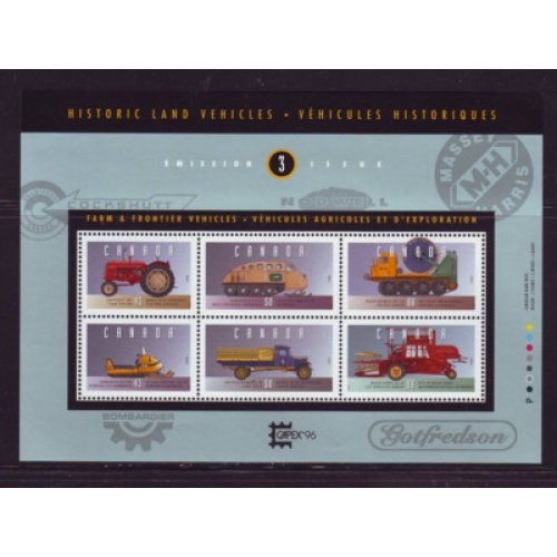 Canada Sc 1552 1995 Farm Frontier Historic Vehicles stamp sheet mint NH