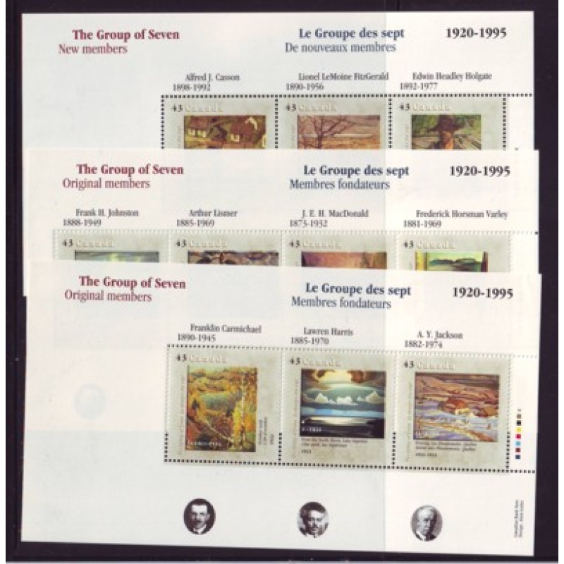 Canada Sc 1559-1561 1995 Group of 7 stamp  souvenir sheets mint NH