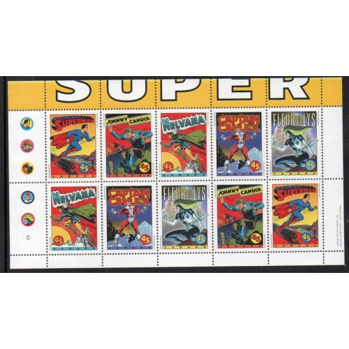 Canada Sc 1583b 1995 Superman Super Heroes stamp booklet pane mint NH