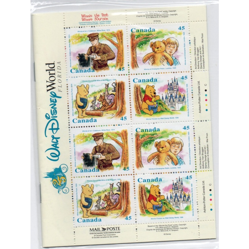Canada USC Bk194 (1621c) 1996 45c Winnie the Poo stamp booklet mint NH