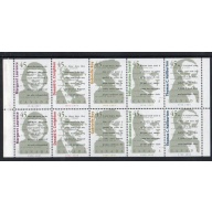 Canada Sc 1626b 1996 Canadian Authors stamp booklet pane mint NH