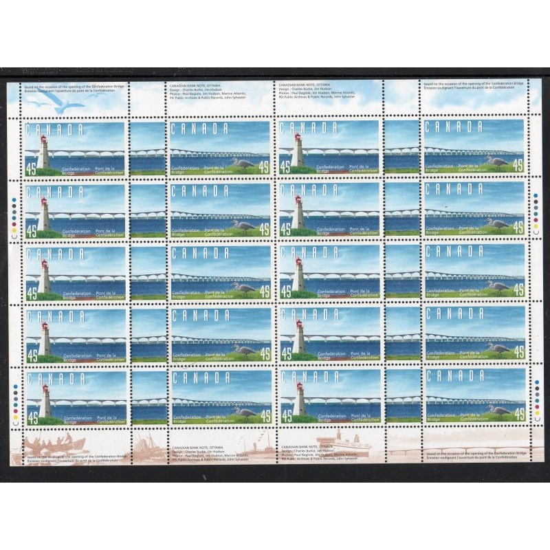 Canada Sc 1645-1646 1997 Confederation Bridge stamp sheet mint NH
