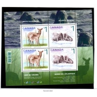 Canada Sc 1689b 2005 $1 Wild Animals stamp sheet of 4 mint NH