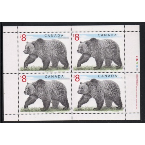 Canada Sc 1694 1997 $8 Grizzly Bear stamp sheet mint NH