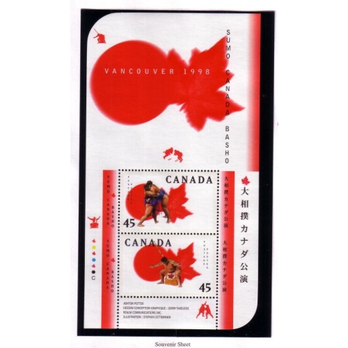 Canada Sc 1724b 1998 Sumo Wrestling stamp sheet mint NH