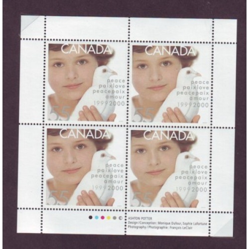 Canada Sc 1813 1999 55c Child & Dove stamp sheet of 4 mint NH