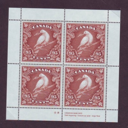 Canada Sc 1814 1999 95c Dove stamp sheet of 4 mint NH