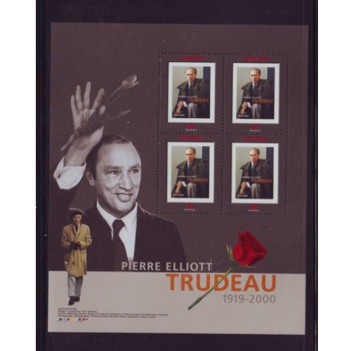 Canada Sc 1909a 2001 Pierre Trudeau Memorial stamp sheet mint NH
