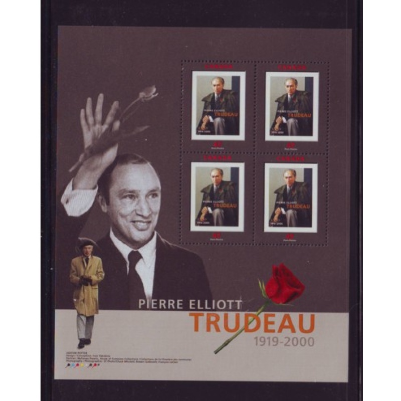 Canada Sc 1909a 2001 Pierre Trudeau Memorial stamp sheet mint NH