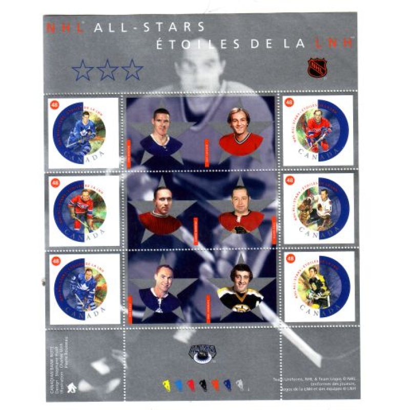 Canada Sc 1935 2002 NHL All Stars stamp sheet mint NH