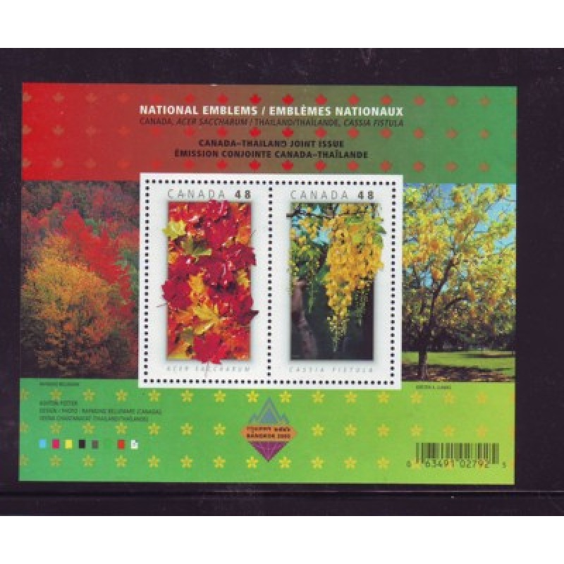 Canada Sc 2001b  2003 Canada & Thailand Flowers stamp sheet mint NH