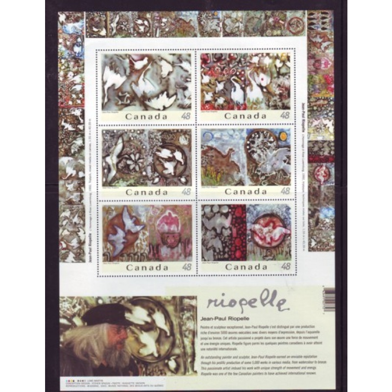 Canada Sc 2002  2003 Jean-Paul Riopelle painting stamp sheet mint NH