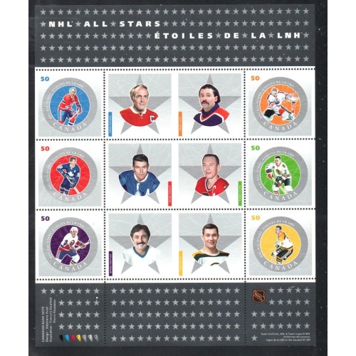 Canada Sc 2085 2005 NHL All Stars stamp sheet mint NH