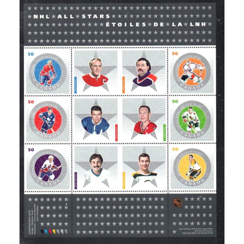 Canada Sc 2085 2005 NHL All Stars stamp sheet mint NH