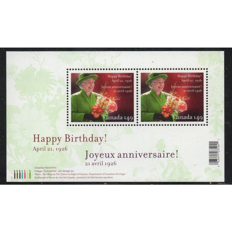 Canada Sc 2150 2006 80th Birthday QE II stamp sheet mint NH