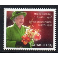 Canada Sc 2150a 2006 $1.49 80th Birthday QE II stamp mint NH
