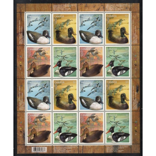 Canada Sc 2163-2166 2006 Duck Decoys stamp sheet mint NH