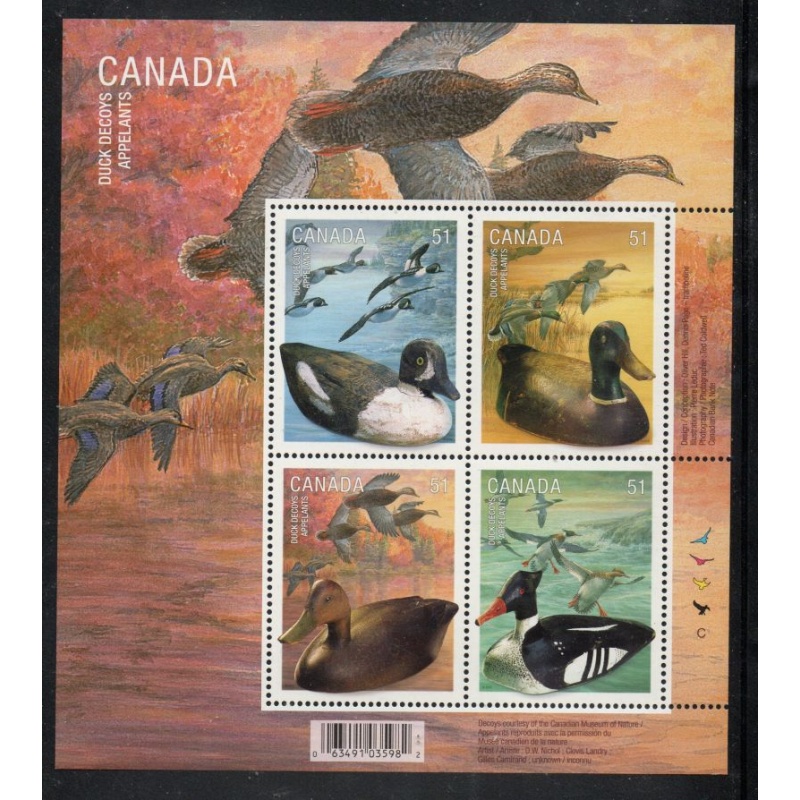 Canada Sc 2166b 2006 Duck Decoys stamp sheet mint NH