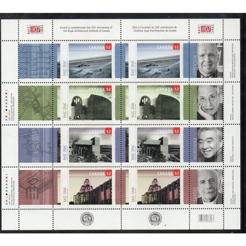 Canada Sc 2215-2218 2007 Royal Architectural Institute stamp sheet mint NH