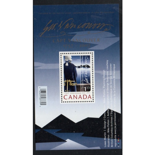 Canada Sc 2219 2007 Capt. George Vancouver stamp sheet mint NH