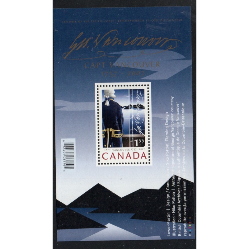 Canada Sc 2219 2007 Capt. George Vancouver stamp sheet mint NH