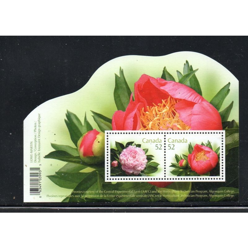 Canada Scott 2260 2008  Peonies stamp sheet mint NH