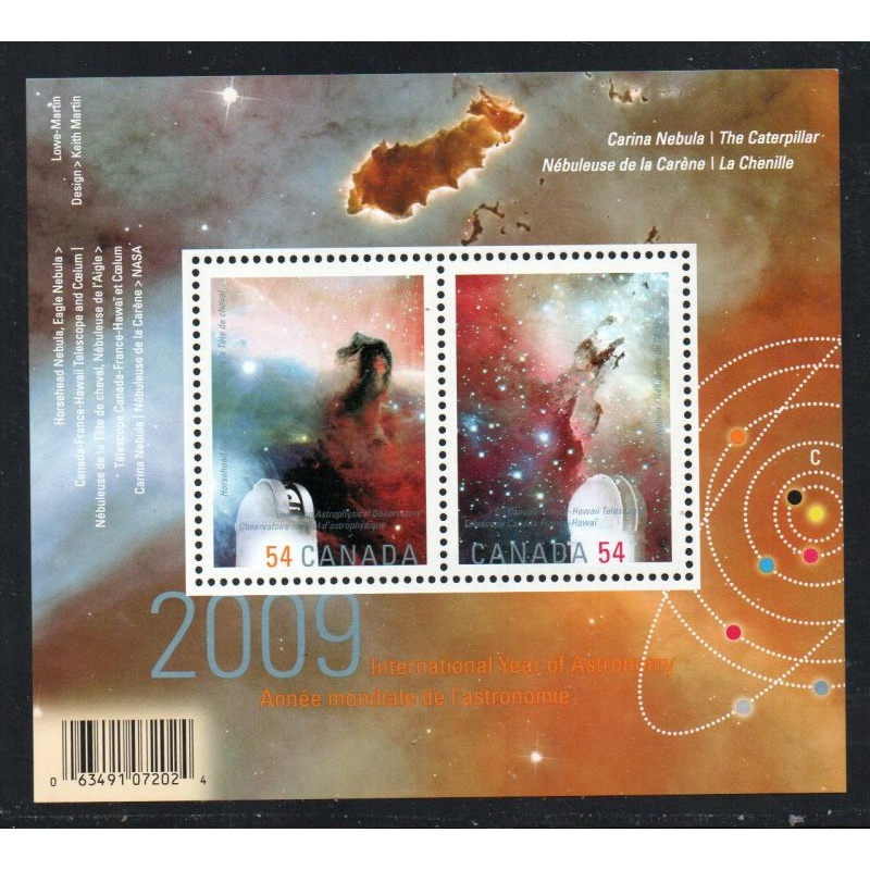 Canada Scott 2323c 2009 International Year of Astronomy stamp sheet mint NH U/V ovpt