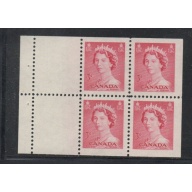 Canada Sc 327b 1953 3c QE II booklet pane of 4 mint NH