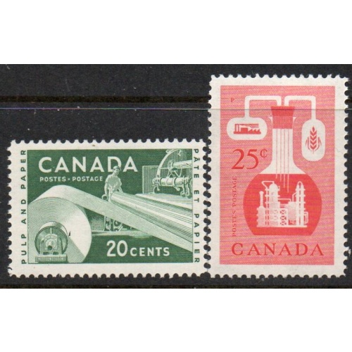 Canada Sc 362-363 1956 Paper & Chemical Industry stamp set mint NH