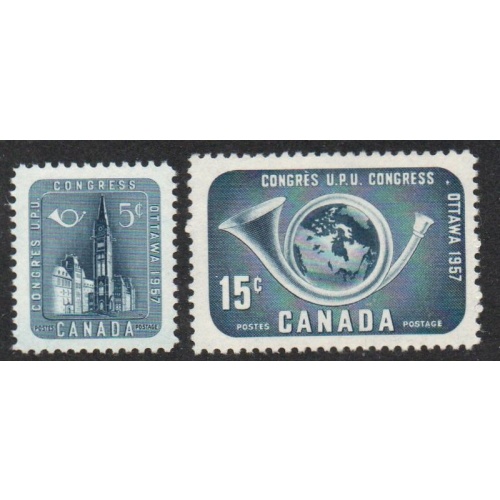 Canada Sc 371-372 1957 UPU Congress stamp set mint NH