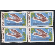 Canada Sc 494 1969 15c Alcock-Brown Flight stamp block of 4 VF mint NH