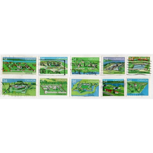 Canada  Sc 1050-1059 1985 Forts stamp set used