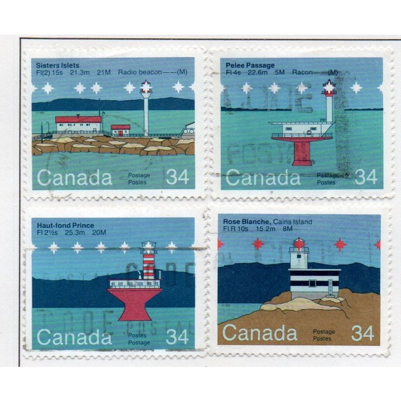 Canada  Sc 1063-1066 1985 Lighthouses stamp set used