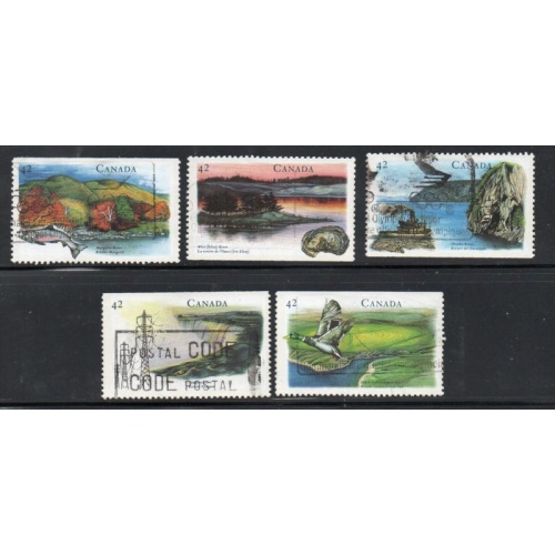 Canada Sc 1408-1412 1992 Rivers stamp set used