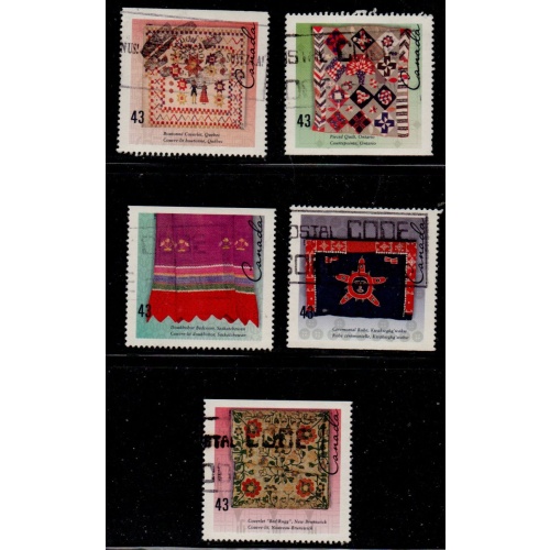 Canada Sc 1461-1465 1993 Hand Crafted Textiles stamp set used